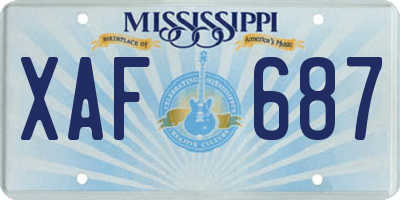 MS license plate XAF687