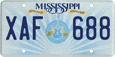 MS license plate XAF688