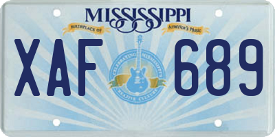 MS license plate XAF689