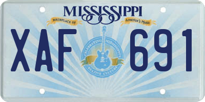 MS license plate XAF691