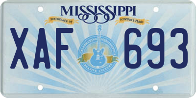 MS license plate XAF693