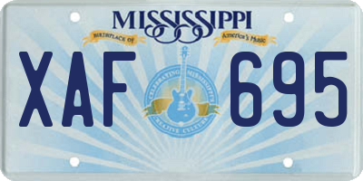 MS license plate XAF695