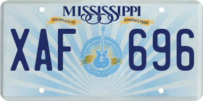 MS license plate XAF696