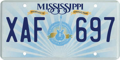 MS license plate XAF697