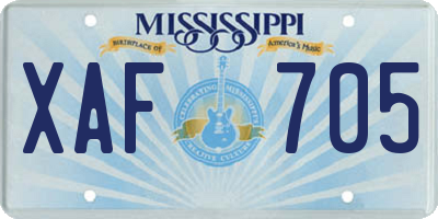MS license plate XAF705