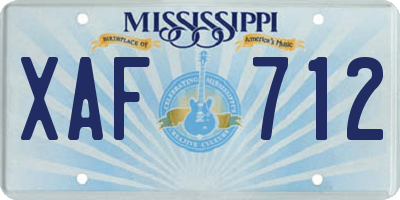MS license plate XAF712