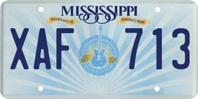 MS license plate XAF713