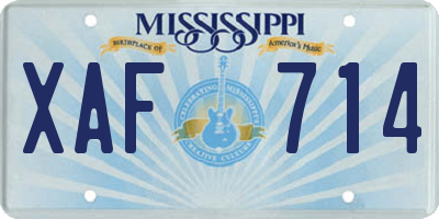 MS license plate XAF714