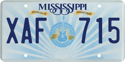MS license plate XAF715