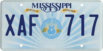 MS license plate XAF717