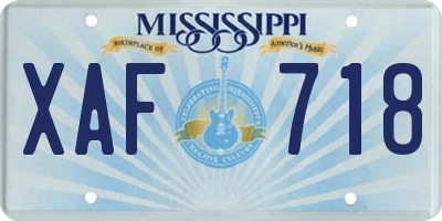 MS license plate XAF718