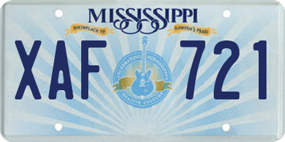 MS license plate XAF721