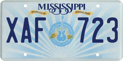 MS license plate XAF723