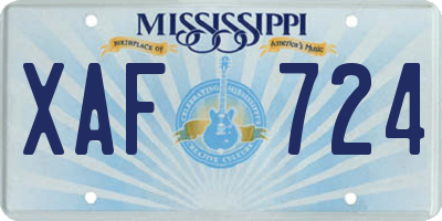 MS license plate XAF724
