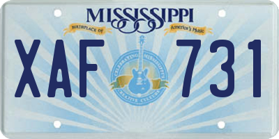 MS license plate XAF731