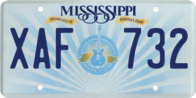 MS license plate XAF732