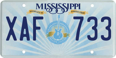 MS license plate XAF733