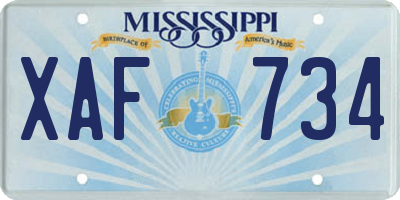 MS license plate XAF734