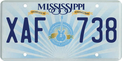 MS license plate XAF738