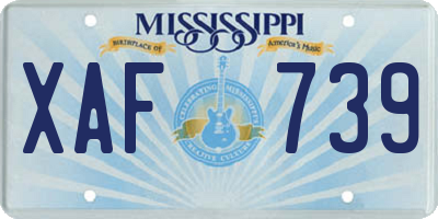 MS license plate XAF739