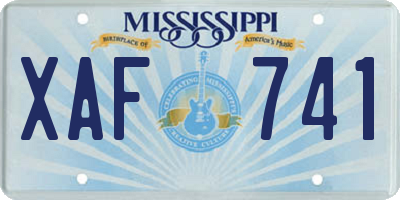 MS license plate XAF741