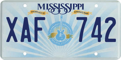 MS license plate XAF742