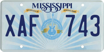 MS license plate XAF743