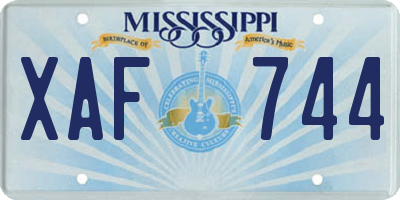 MS license plate XAF744