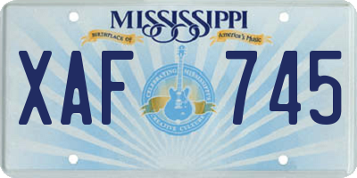 MS license plate XAF745