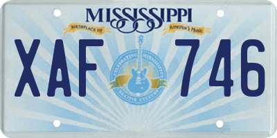 MS license plate XAF746