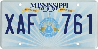 MS license plate XAF761