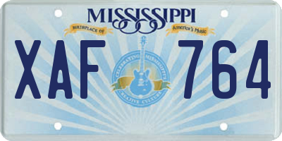 MS license plate XAF764