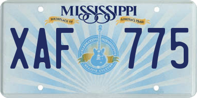 MS license plate XAF775