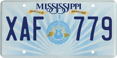 MS license plate XAF779