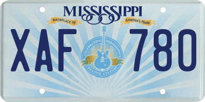 MS license plate XAF780