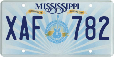 MS license plate XAF782