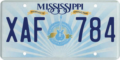MS license plate XAF784