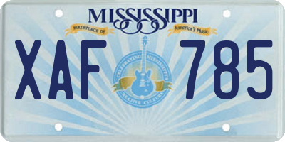 MS license plate XAF785
