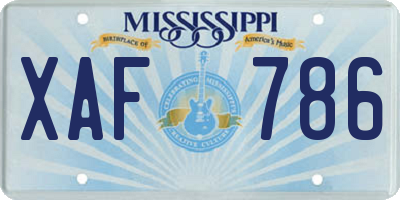 MS license plate XAF786