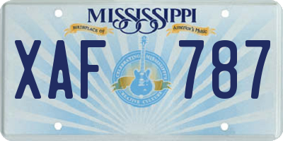 MS license plate XAF787