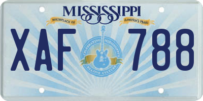 MS license plate XAF788