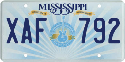 MS license plate XAF792