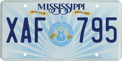 MS license plate XAF795