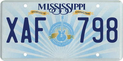 MS license plate XAF798