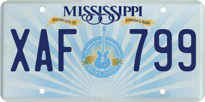 MS license plate XAF799