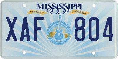 MS license plate XAF804