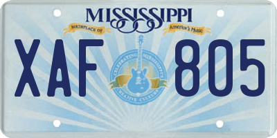 MS license plate XAF805