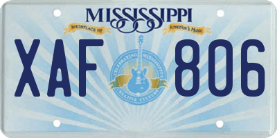 MS license plate XAF806