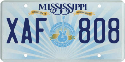 MS license plate XAF808