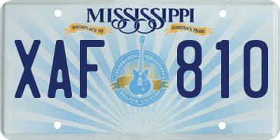 MS license plate XAF810